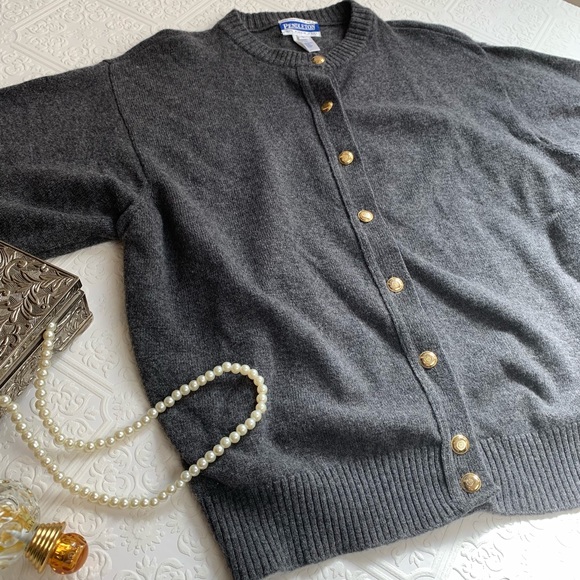 Pendleton Sweaters - Vintage Pendleton Cardigan Gray Wool Buttons SZ L
